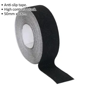 50mm x 18m Self-Adhesive Black Anti-Slip Tape for Wet Surfaces