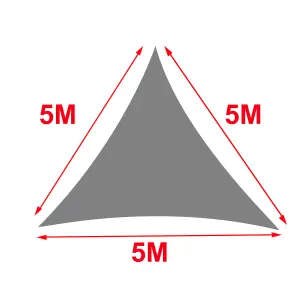 SunDaze 5x5x5m Sun Shade Sail Triangle HDPE Breathable UV Block Sunscreen Grey with Free Rope