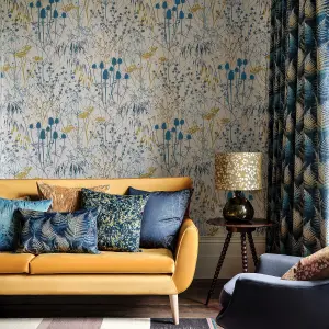 Clarissa Hulse Summer Border Blue Smooth Wallpaper