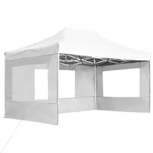 Berkfield Professional Folding Party Tent with Walls Aluminium 4.5x3 m White