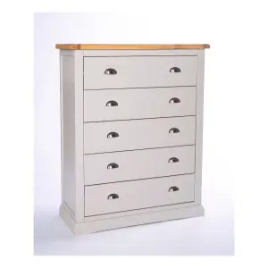 Loreo 5 Drawer Chest of Drawers Chrome Cup Handle