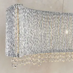 Hanging Ceiling Linear Pendant Light Chrome & K9 Crystal Stunning Feature Lamp