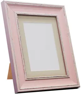 Scandi Distressed Pink Frame with Light Grey Mount for Image Size 10 x 8 Inch