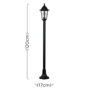 ValueLights Mayfair Pair of Traditional Victorian Style 1.2m Black IP44 Outdoor Garden Lamp Post Bollard Lights LED Bulbs 3000K