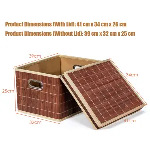 Costway 2 PCS Folding Bamboo Woven Square Storage Bin