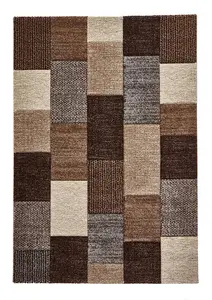 Beige/Grey Modern Geometric Handmade Easy to Clean Rug for Living Room Bedroom and Dining Room-120cm X 170cm