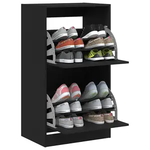 Berkfield Shoe Cabinet with 2 Flip-Drawers Black 60x42x108 cm