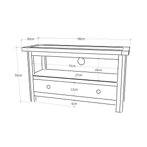 Argenta Light Grey 1 Drawer TV Cabinet Brass Drop Handle