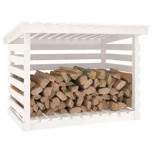 Berkfield Firewood Rack White 108x73x79 cm Solid Wood Pine