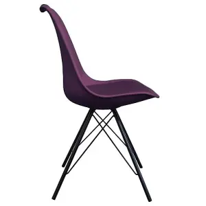 Soho Aubergine Plastic Dining Chair with Black Metal Legs