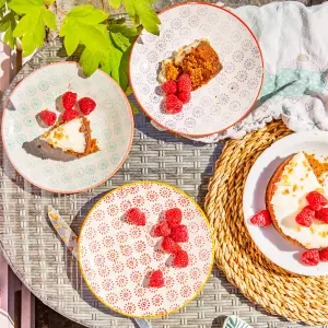 Nicola Spring Hand-Printed Side Plate - Japanese Style Porcelain Snack Dessert Dining Crockery - 18cm - Red