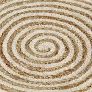 Handmade Rug Jute with Spiral Design White 90 cm