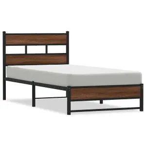 Berkfield Metal Bed Frame without Mattress Brown Oak 107x203 cm