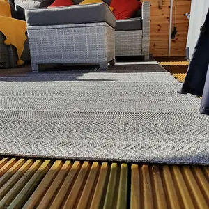 Beige Outdoor Rug, Striped Stain-Resistant Rug For Patio Decks Garden Balcony, 4mm Modern Outdoor Rug-80cm X 150cm