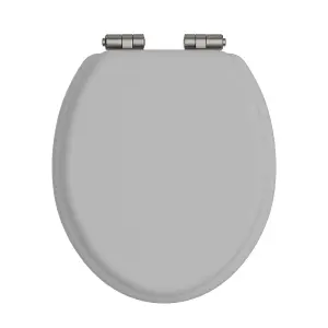 Heritage Toilet Seat Soft Close Brushed Nickel Hinges Dove Grey TSDGR103SC