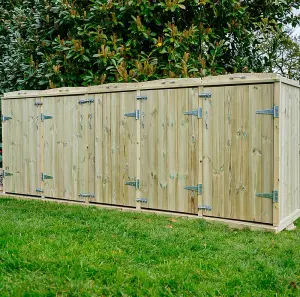 Shireburn Quintet Wheelie Bin Store - Timber - L80.4 x W353.4 x H120 cm - Fits 5 x 240L Wheelie Bins