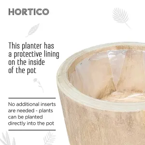 HORTICO™ Indoor Plant Pot on Feet, (Dia) 24cm GROWER Round Wooden Planter for House Plants with Waterproof Liner D24 H19 cm, 4.1L