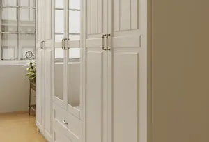 CHARLOTTE 6 Door 2 Drawer Mirrored White Wardrobe