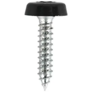 50 Pack Black Numberplate Screws - 4.8 x 24mm Plastic Enclosed Head Fasteners