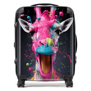 Splashart Giraffe Face Pink Suitcase - Large