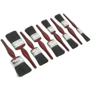 High-Quality 9 Piece Pure Bristle Paint Brush Set with Square Cut Ends