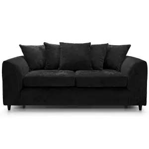 Monaco Chenille Fabric Sofa Set 3 and 2 Seater sofa   Black