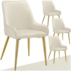 Dining Chair Avane - upholstered in velvet look, padded, ergonomic, high backrest - beige