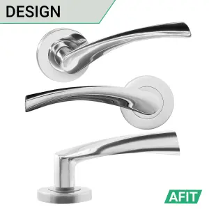 AFIT Chrome Key Lock Door Handle Set, Handles, Sash Lock, Hinges 76mm & 2 Escutcheons - Novi Range