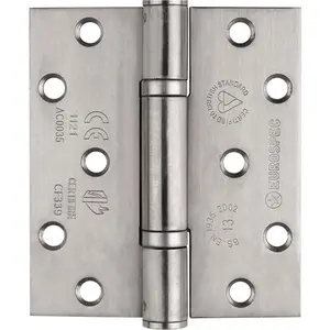 PAIR Grade 13 Heavy Duty Thrust Bearing Hinge - 100 x 89mm Satin Stainless Steel