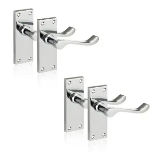 XFORT Polished Chrome Victorian Scroll Lever Latch Door Handles, 2 Pairs