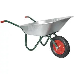 Lightweight Galvanized Steel Wheelbarrow - 65L Capacity - Tubular Steel Frame