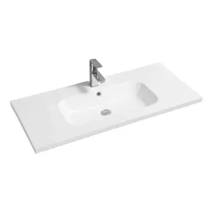 5414 Ceramic 100cm x 45cm Mid-Edge Inset Basin with Oval Bowl