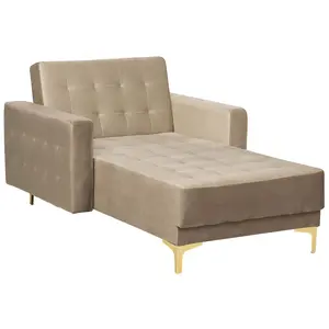 Velvet Chaise Lounge Sand Beige ABERDEEN