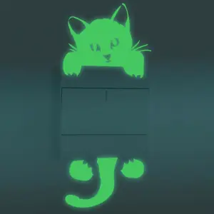 Glow in the Dark Walplus Wall Sticker Glowing Cat Decals Art DIY Cute Kids room Glow in Dark Stickers Stock Clearance