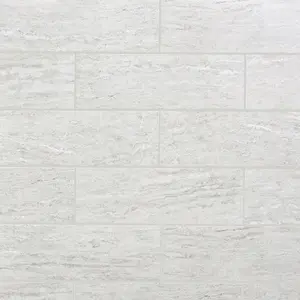 Soft travertine Light grey Matt Stone effect Ceramic Indoor Wall Tile Sample