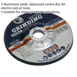 High-Performance Aluminium Oxide DPC Metal Grinding Disc - 100mm x 6mm with 16mm Bore