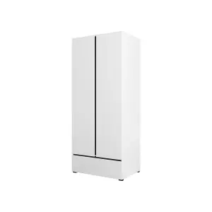 Kross 89cm Hinged Wardrobe in Pristine White - Compact Elegance for Modern Bedrooms