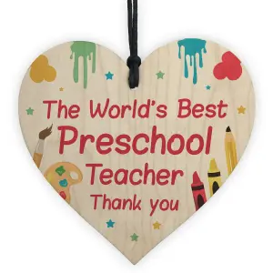 Gift For Preschool Teacher Wood Heart Thank You Gift Preschool Leaving Gift Keepsake