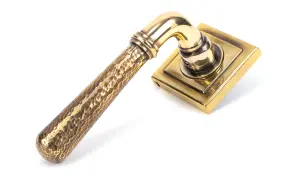 From The Anvil Aged Brass Hammered Newbury Lever on Rose Set (Square) - Unsprung