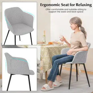 Costway Set of 2 Dining Chairs Upholstered Armless Accent Chair With Ergonomic Backrest