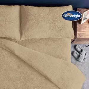 Silentnight Cosy Teddy Fleece Duvet Set Beige / Double - 2 Pillowcases (45 x 80 cm)