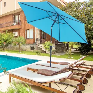 Outsunny Patio Umbrella Parasol Sun Shade Garden Aluminium Blue 2.7M