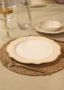 Rozi Jaswely Collection Porcelain Dinner Plates, Set of 6 - Cream