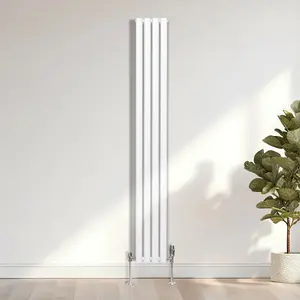 Oval Column Radiator & Valves - 1800mm x 240mm - White