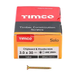 TIMCO Solo Countersunk Gold Woodscrews - 3.0 x 30 (200pcs)