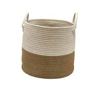 Canvas Laundry Basket with Handles Beige/Light Brown / Large (H 42 cm x W 38 cm x D 38 cm)