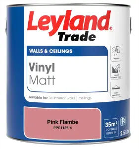 Leyland Trade Vinyl Matt Walls & Ceilings Emulsion Paint Pink Flambe (PPG1186-4) 2.5L