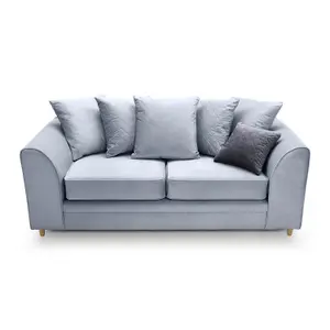 Chicago Velvet 3 Seater Sofa in Silver Blue