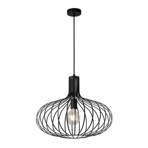 Lucide Manuela Vintage Pendant Light 50cm - 1xE27 - Black