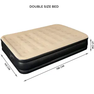 Double High Raised Inflatable Air Bed Mattress Built in Electric Pump Camping